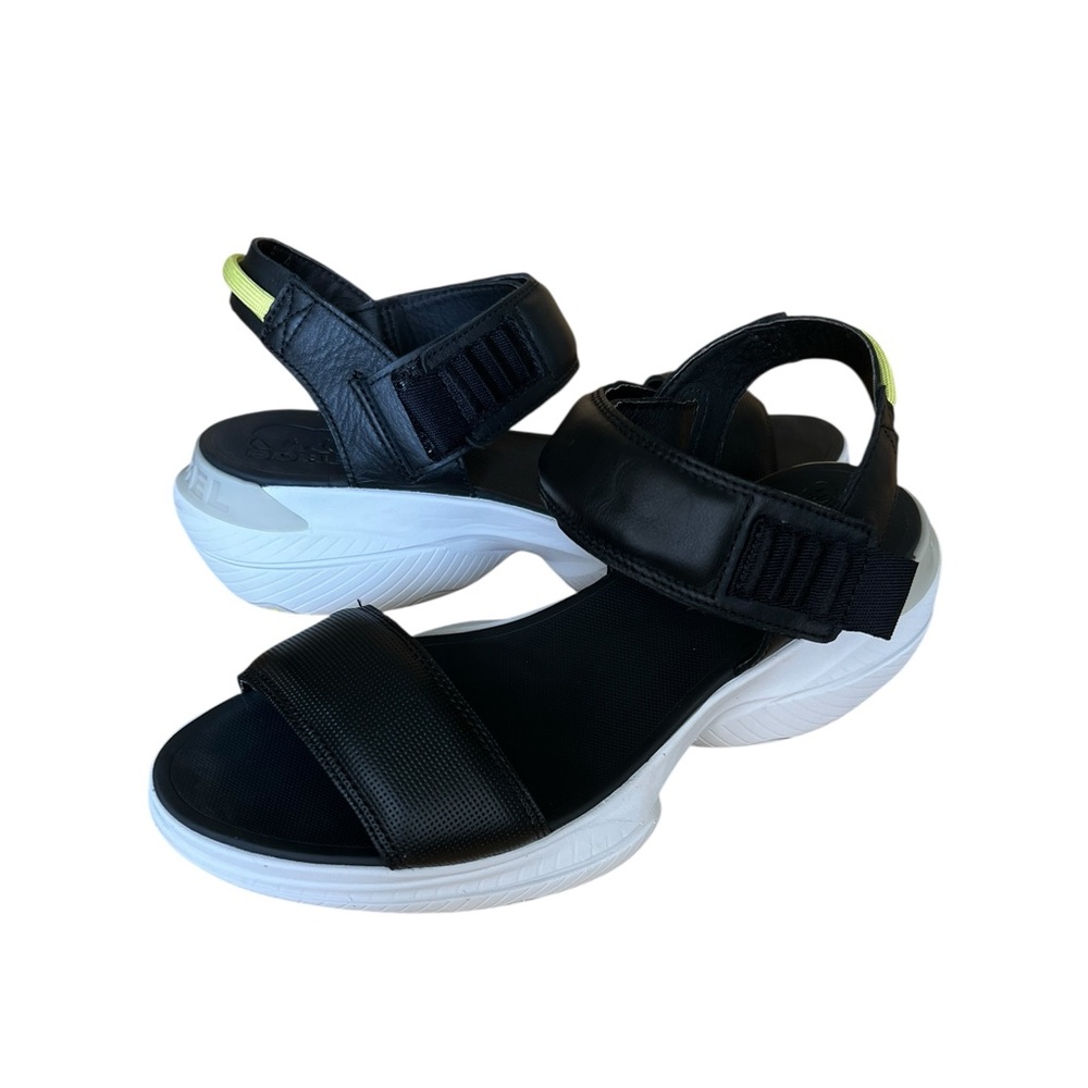 Women’s Sorel Explorer Blitz Black White Sport Hiking Sandals Shoes Size 10